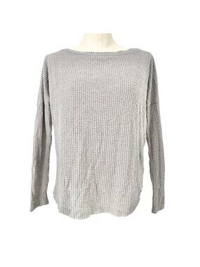 Aeropostle Perfect Waffle Tee Women's XS Gray Seriously Soft Boat Neck LS EUC